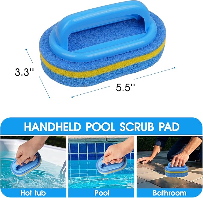 4-in-1 Spa Cleaning Set - Hot Tub Small Pools Maintenance Accessories Kit with Skimmer Net Round Brush Scrubber and 2ft Pole
