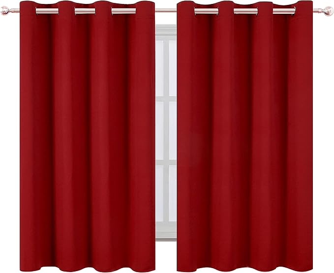 LEMOMO Red Blackout Curtains/52 x 45 Inch Length Kids Curtains/Set of 2 Panels