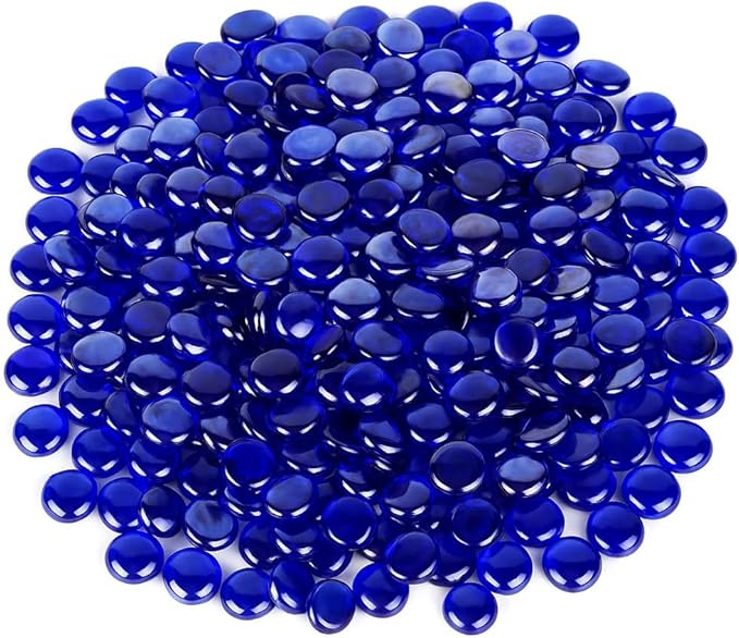 Houseables Glass Beads for Vases, Marbles for Vases, Glass Marbles, Filler, Blue Beads, Flat, Blue Gems, Crafts, Pebbles, Stones, Decorative Rocks, Plants, Florist, Floral, Fishbowl, 25 LBS, 2500PC