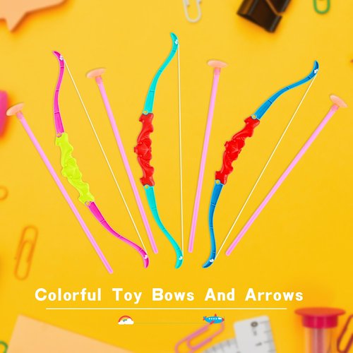 Restroma 12 Pack Kids Bow and Arrow Mini Bow Arrow Toy Plastic Archery Shooter Game for Boys Girls Outdoor Sport Fun Game Birthday Gifts