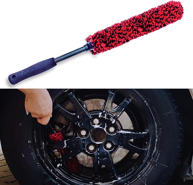 Premium Microfiber Wheel Cleaner Brush | Soft Non-Metallic Rim Cleaner Brush with Ergonomic Handle | Durable Wheel Brush for Cleaning Rims & Wheels | Small Size