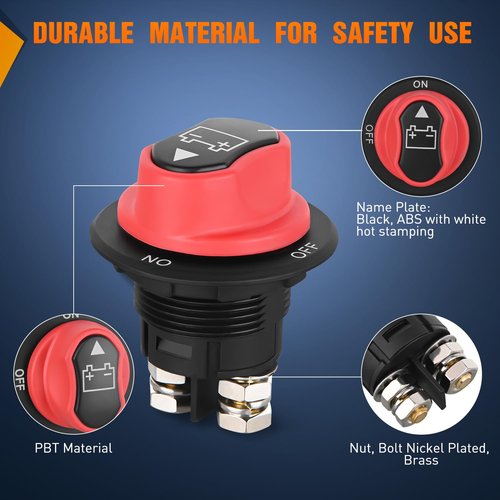 Nilight Battery Disconnect Switch - 100A Master Isolator for 12V-48V | Waterproof Heavy Duty for Marine, RV, Car, ATV, UTV