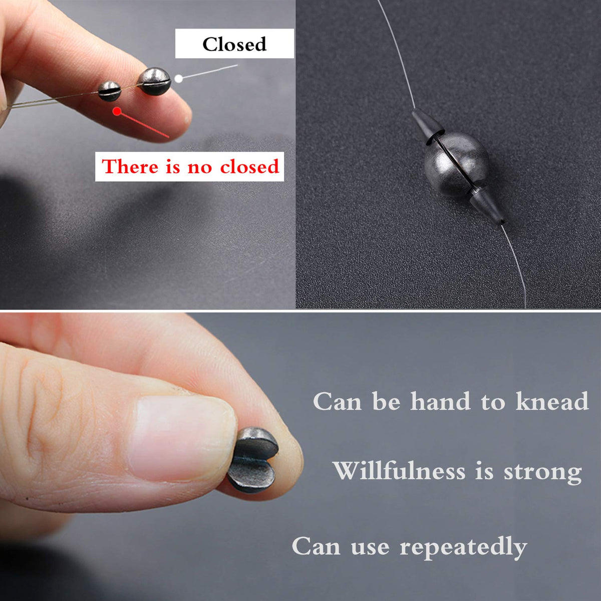 FREE FISHER Split Shot Sinkers Fishing Weights,Removable Fishing Split Shot Sinkers-Black,Split Shot Fishing Weights 2.3g/0.081oz 200pcs