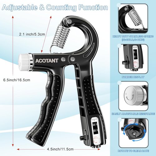 ACOTANT Grip Strength Trainer Set - 5 Pack Hand Grip Strengtheners & Finger Exercisers with Carry Bag