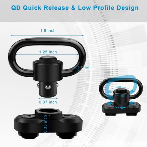 Bontok Sling Swivel Mount Set - Durable 1.25 Inch Metal Attachments for Two Point Slings