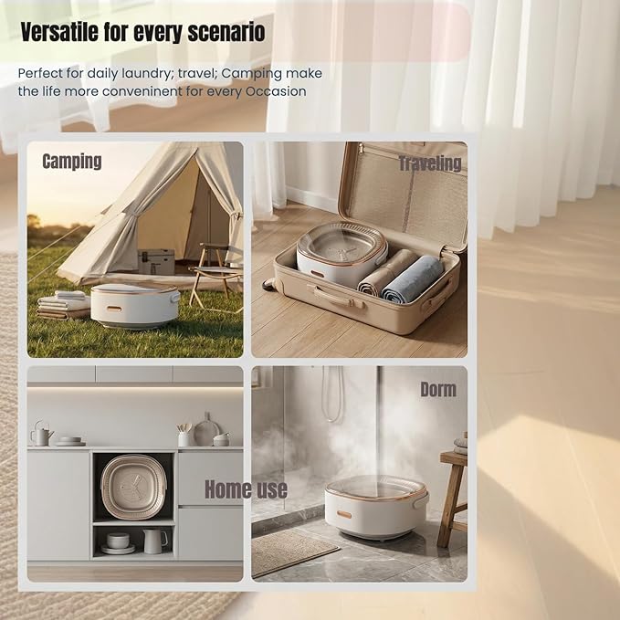 Mini Laundry Machine 16L, Portable Washing Machine and Spinner - Foldable & Compact for Baby Clothes, Underwear, Socks, Ideal for Travel, Dorm, Apartment, Camping