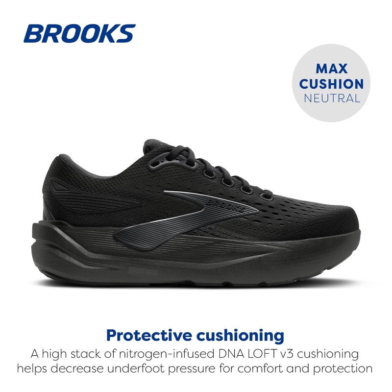 Brooks Men’s Ghost Max 3 Neutral Running & Walking Shoe - Black/Black/Ebony - 10.5 Medium