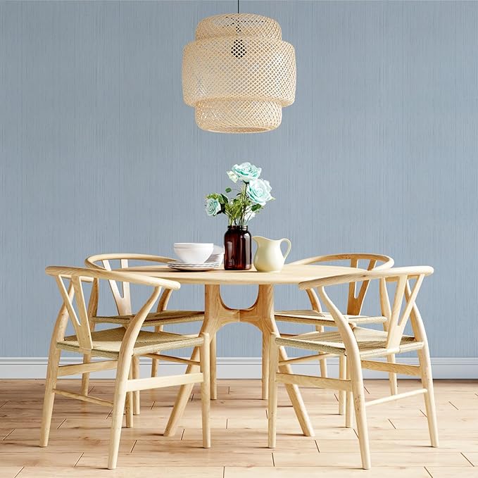 Blue Grasscloth Peel and Stick Wallpaper A Set of 23.6" X 480" Self-Adhesive
