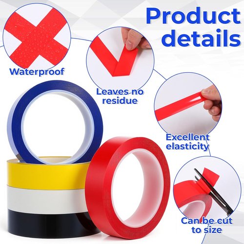 Floor Marking Tape - 5 Rolls, 1 Inch x 72 Yards | Ideal for Gym, Warehouse & Classroom Use
