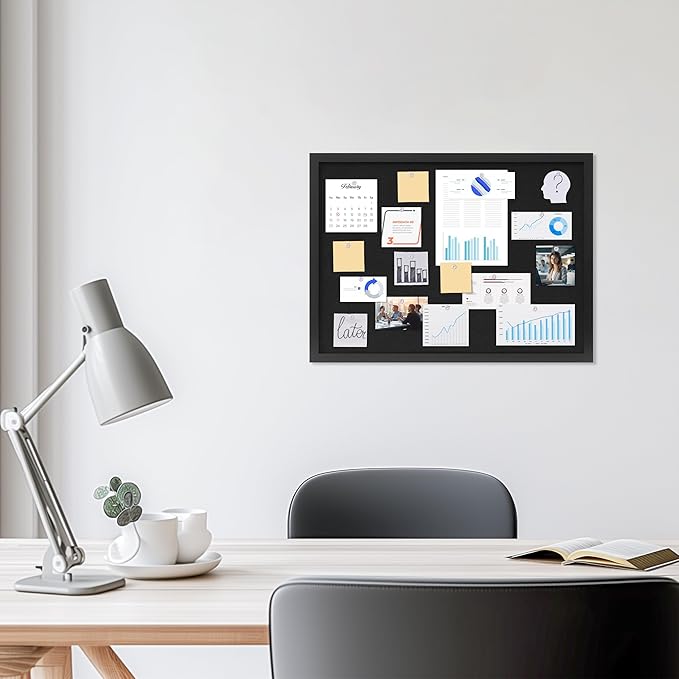 DAHAPYBOO Cork Board with Linen Black 2Pack, Bulletin Board 23"x17", Corkboards