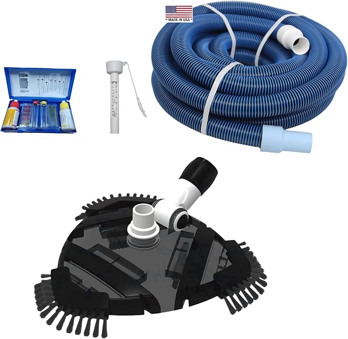 Wessel-Werk Pool Vacuum Heads with Profesional Weighted Design and Flexible Side Brush Strips to Deep Clean Inground & Above Ground Pools (Pool Vacuum and 35' Hose)