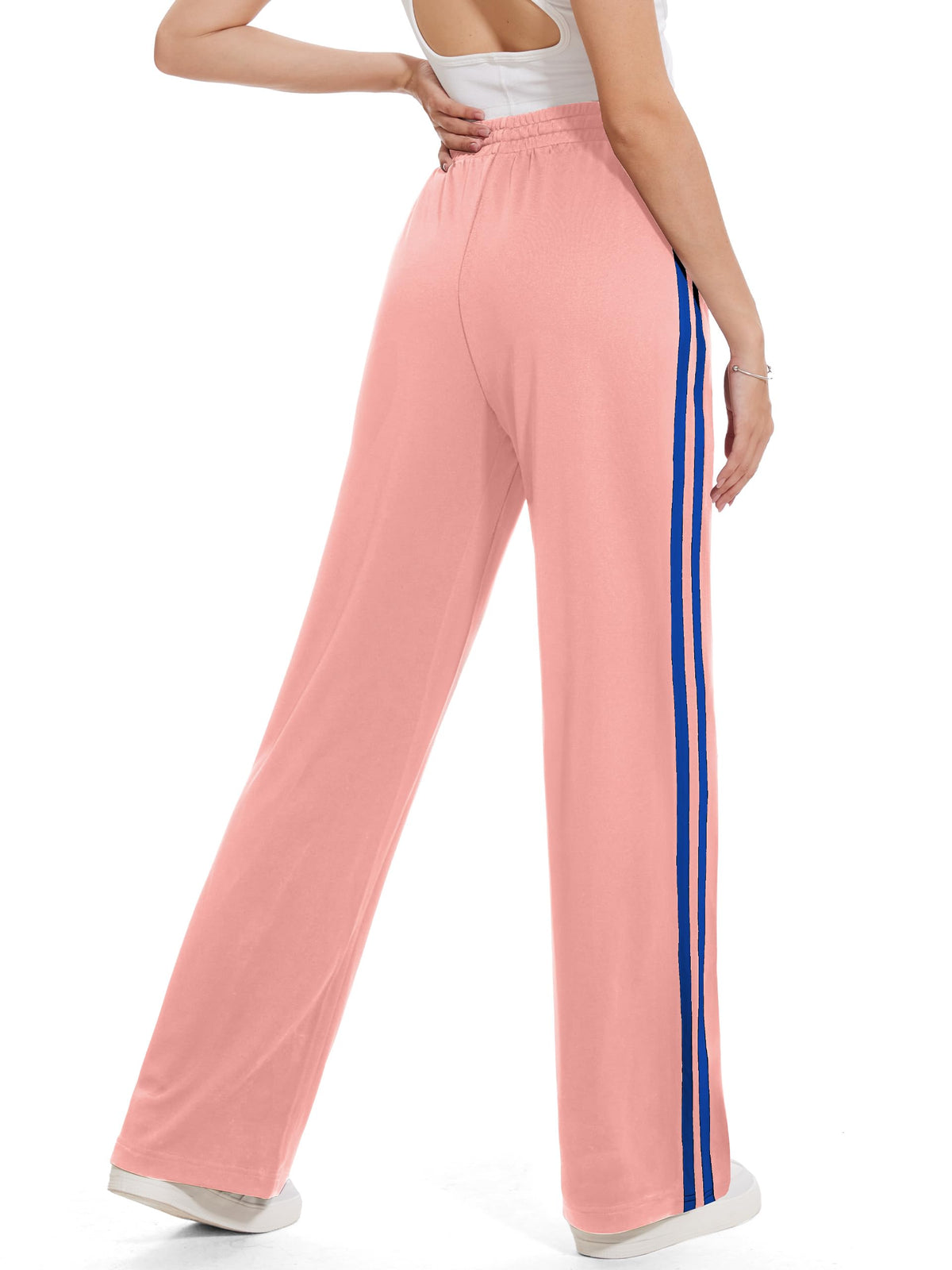 Tapata Petite Women's 28" Inseam Track Pants Elastic Waistband Y2K with Zipper Pockets Dance Studio Sweatpants, Pink, S