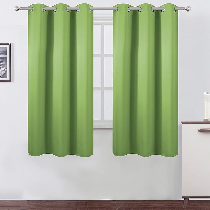 LEMOMO Light Green Thermal Blackout Curtains/38 x 63 Inch/Set of 2 Panels Room