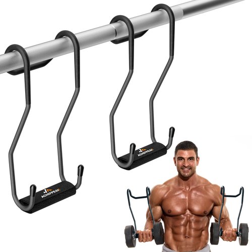 Dumbbell Spotter Hooks for bench press connecting and hanging dumbbells to barbells - with cowhide leather straps provide an Anti-Slip and Safety Workouts