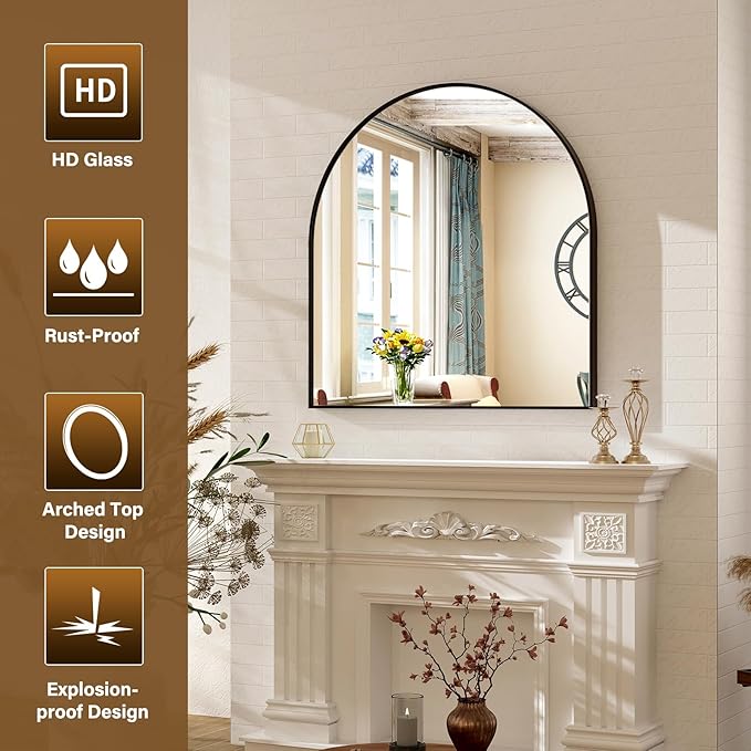 XRAMFY Arched Bathroom Mirror 32" x 34"