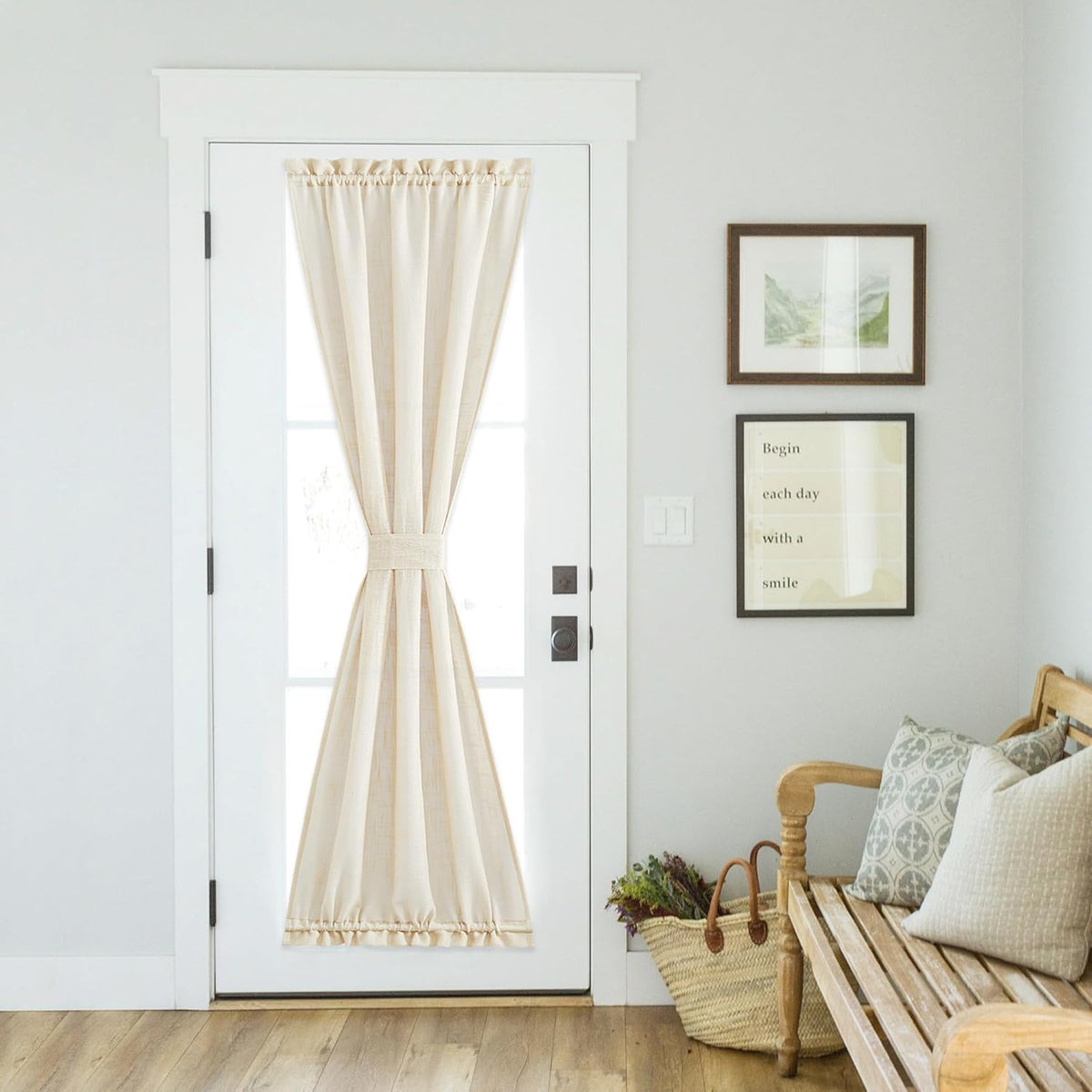 NICETOWN Side Door Front Curtains for Small Window, Privacy Door Shades for Sidelight Curtains, Light Filter Privacy Side Window Drapes, W36 X L72, Beige, 1 Panel