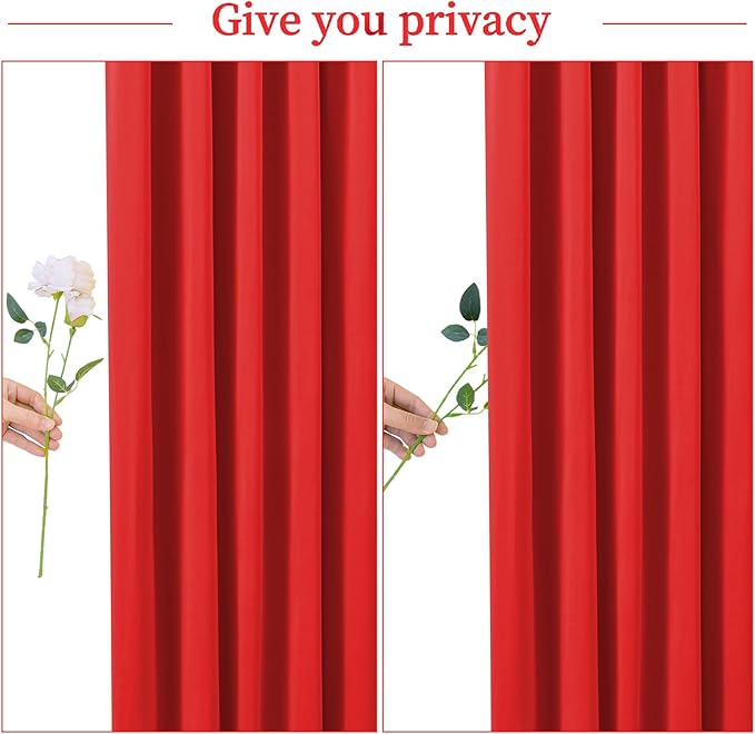 4 Panels Red Backdrop Curtain for Parties Wedding Wrinkle Free Red Photo Curtains Backdrop Drapes Fabric Decoration for Birthday Party Baby Shower Christmas 20ft(W) x 10ft(H)