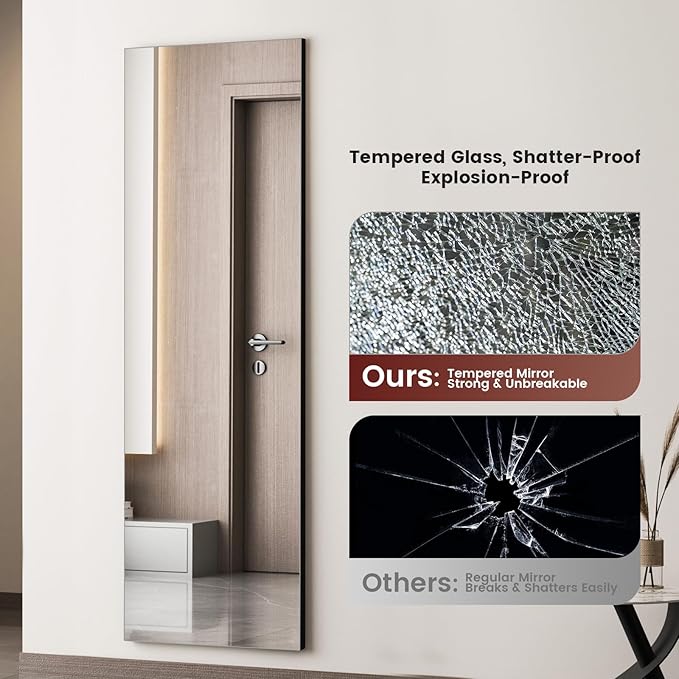 Kosmonia 58x18 Frameless Full Length Silver Coating Mirror w/Distortion Free