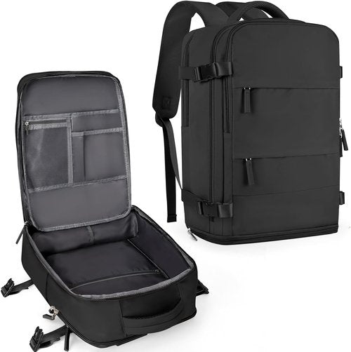 Coowoz Large Travel Backpack - Waterproof Hiking Rucksack for 15.6" Laptop | Flight Approved, Black