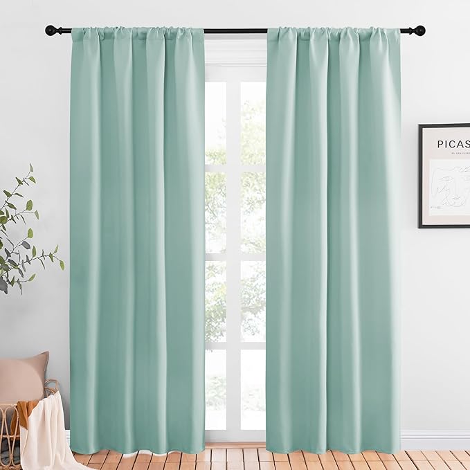 NICETOWN Blackout Curtains for Living Curtains, Aqua Blue, 1 Pair, 34-inch W x