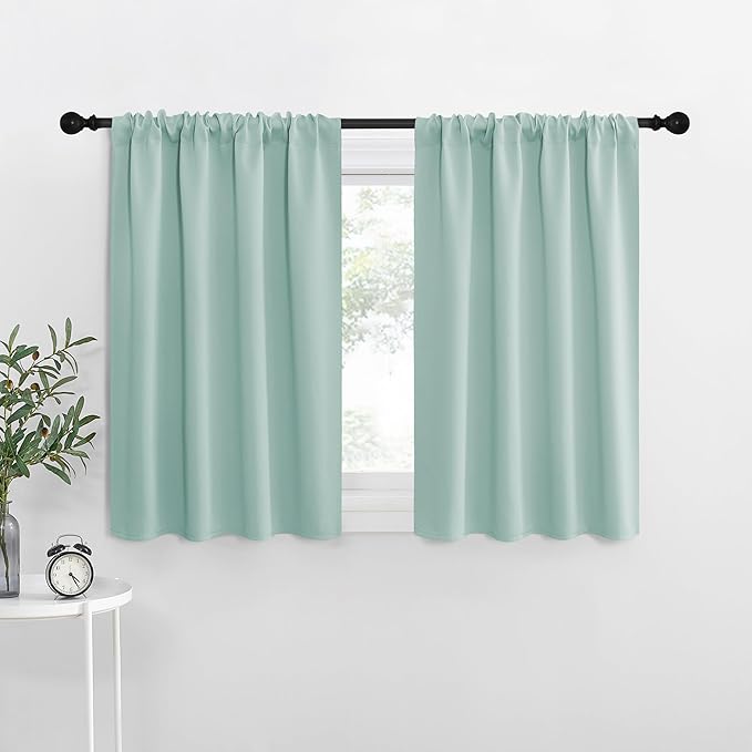 NICETOWN Blackout Curtains for RV Windows, Aqua Blue, 2 Panels, Room Darkening