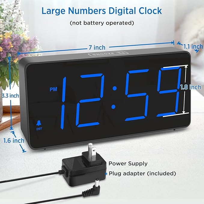 Peakeep Digital Alarm Clock for Bedroom Bedside, Loud Alarm Clock for Heavy