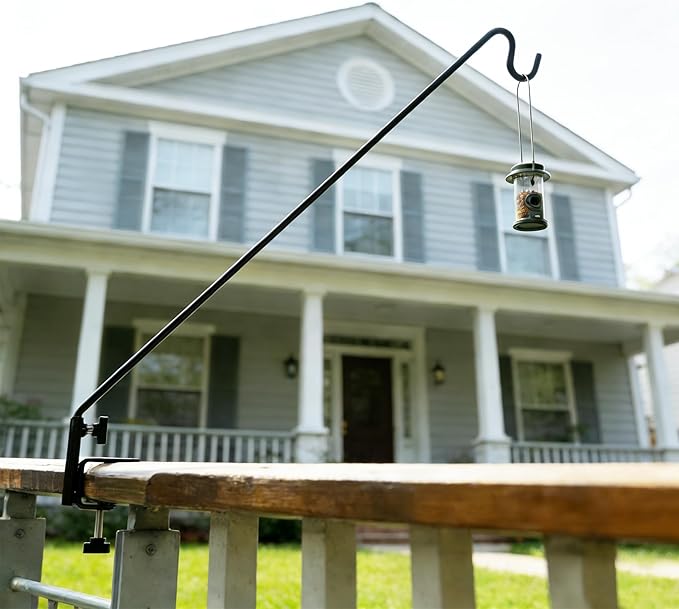 ERYTLLY Extended Reach Deck Hook Wall Pole Wall Mounted Deck Hook Extensible and 43 inch Wall Bracket for Hanging Bird Feeder,Plants,Wind Chimes,Lanterns 2 Packs