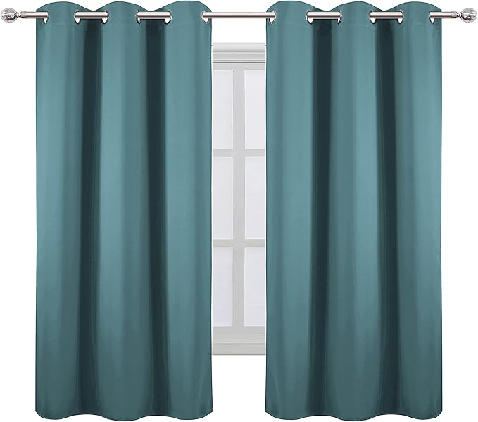 LEMOMO Sea Teal Thermal Blackout Curtains/38 x 63 Inch/Set of 2 Panels Room
