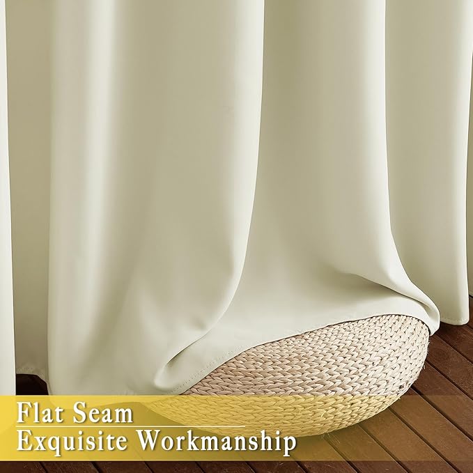 NICETOWN Room Darkening Beige Curtain 80 inch Length, Grommet Thermal Insulated