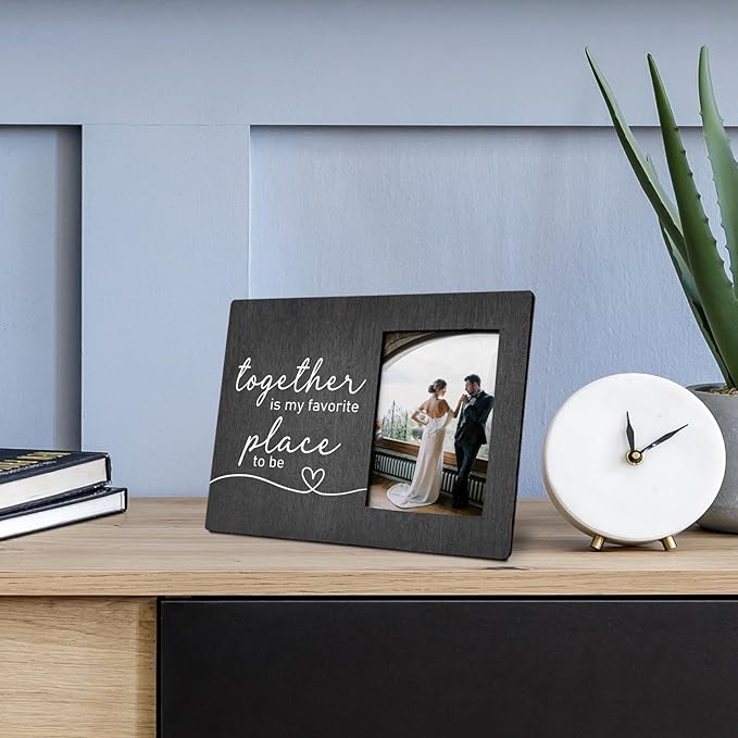 Engagement Picture Frame 8x10, Wedding Picture Frame, Engagement Gifts for Couple, Engaged Gift for Newly, Wedding Gifts for Him Her, Black Together is My Favorite Place Photo Frame 5x7