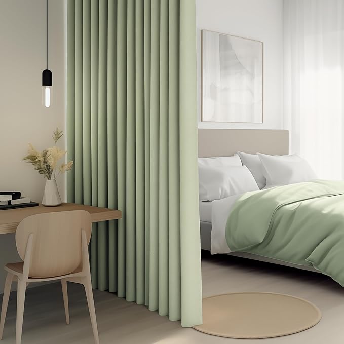 FMFUNCTEX 100% Green Blackout Patio Sliding Glass Door Curtains 84 inch Length