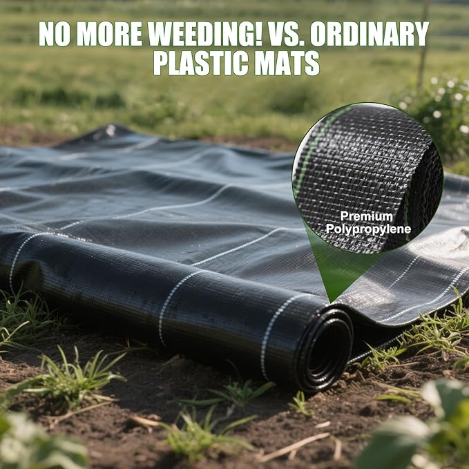 Garden Weed Barrier Fabric 2ft, Heavy Duty Landscape Fabric, Ground Cover Weed Blocker Cloth, Landscaping Fabric for Garden, Vegetable Bed, Path Way (2ft x 100ft)