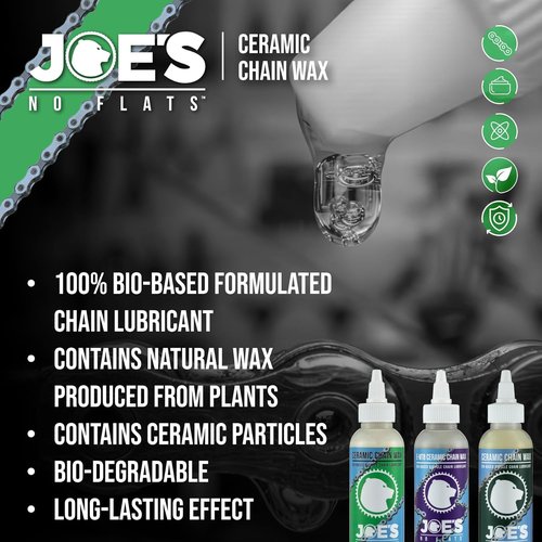 Joe's No Flats eMTB Ceramic Chain Wax 4.2oz - Bio-Based Formula for Electric Mountain Bikes