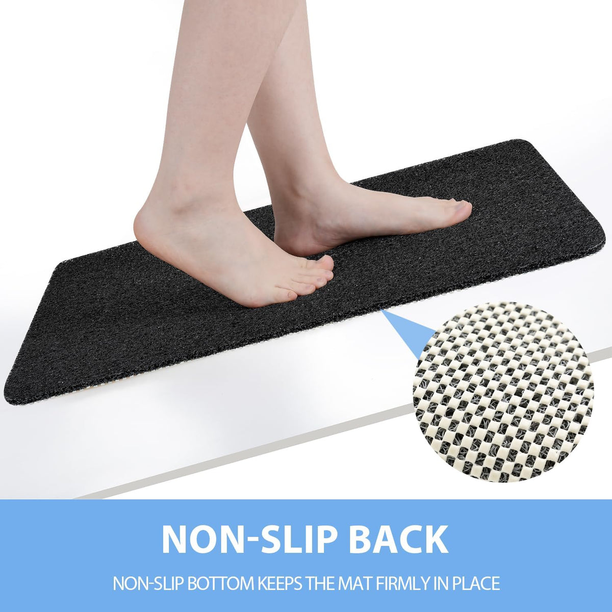Non-Slip Bathtub Mat, Anti Slip Shower Mat, Fast Drying Bathtub Mats, Foot Scrubber Mat, Anti Slip Mat for Tub, Floor, Bathroom, Kitchen, Home, Hotel (Black 36"×24")