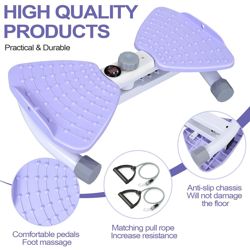 Reinforced Structure Waist Twister Machine Exercise, Ab Twist Board 440 lbs Weight Capacity for Slim Waist and Core, with Smart LED Digital Display Track Time, Reps, Calories for Women (Lavender)