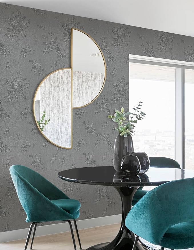 Erfoni 394"x17.7" Grey Floral Embossed Wallpaper