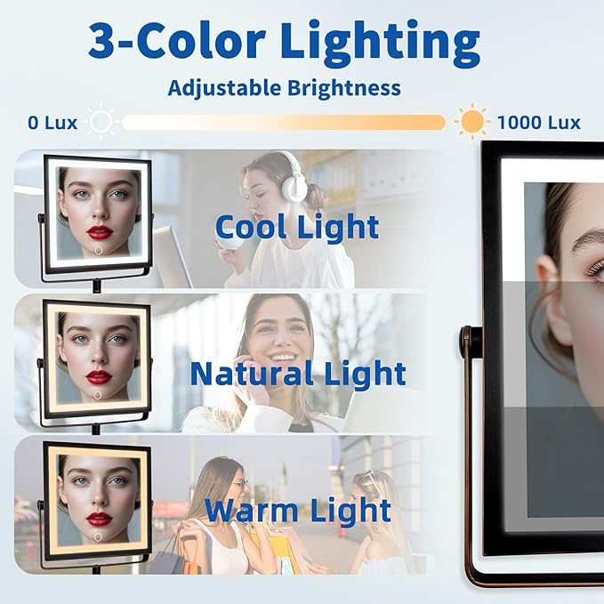 Ruacq Rechargeable Wall Mounted Makeup Mirror