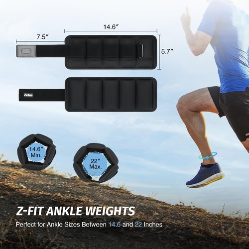ZELUS 1 Pair Adjustable Ankle Weights, 5-10 lb Z-Fit Ankle Weights for Women Men, Ultra Thin Leg Weights for Women with Adjustable Straps, 1-5 lb per Arm Weight for Gym Home Yoga Jogging Walking