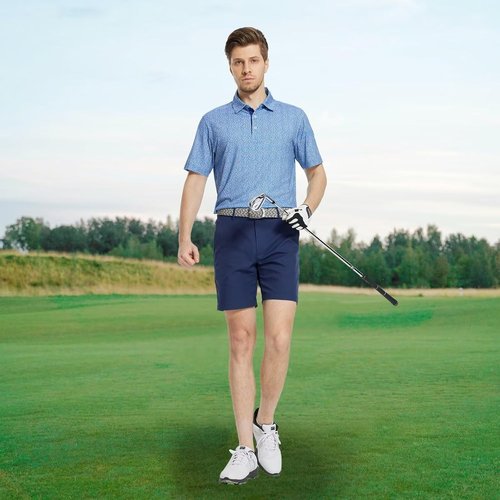 M MAELREG Men's Golf Shirt - Short Sleeve Dry Fit Collared Polo with Moisture-Wicking Performance Patterns