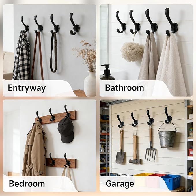 12 Pack Coat Hooks Wall Mount, Heavy Duty Wall Hooks