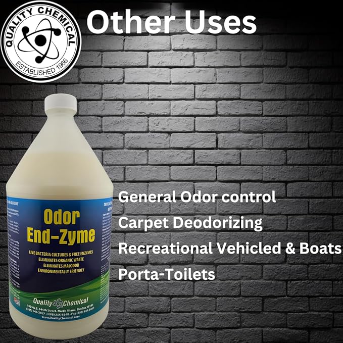 Quality Chemical Odor End-Zyme BioStain and Odor Remover, Cleaner and Deodorizer - 128 oz (Pack of 1)