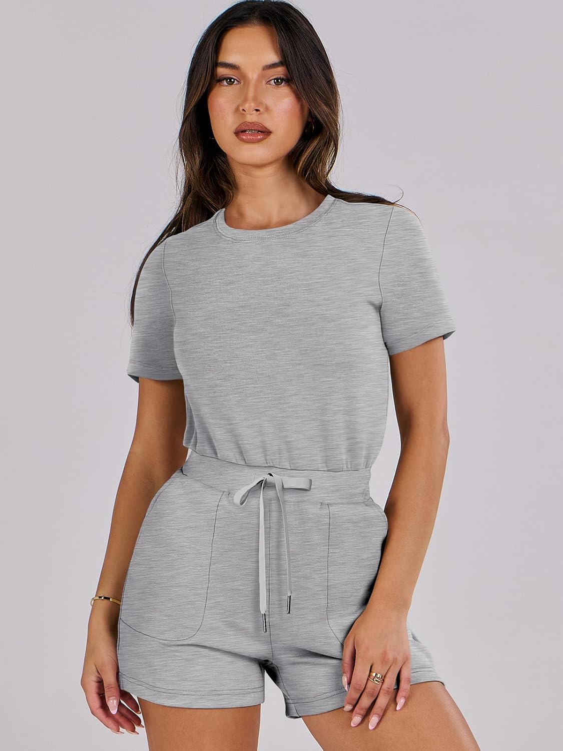 ANRABESS Women's Short Sleeve Romper - Stylish One-Piece Jumpsuit for Summer Beach Vacations