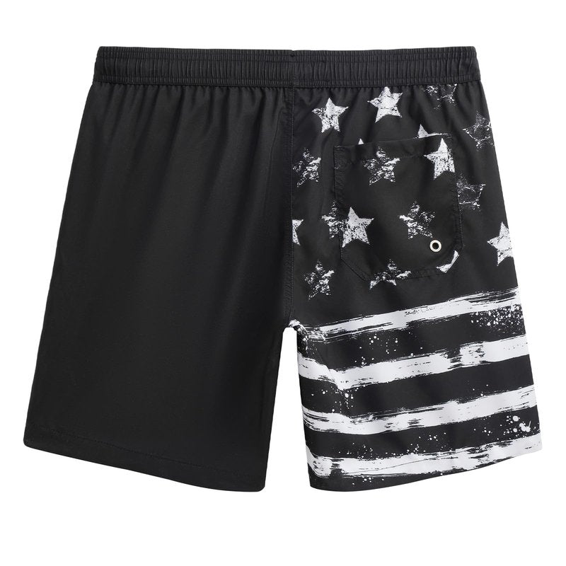 maamgic Mens Swim Trunks Quick Dry Swim Shorts with Mesh Lining Funny Swimwear Bathing Suits 7inch Left American Flag Large