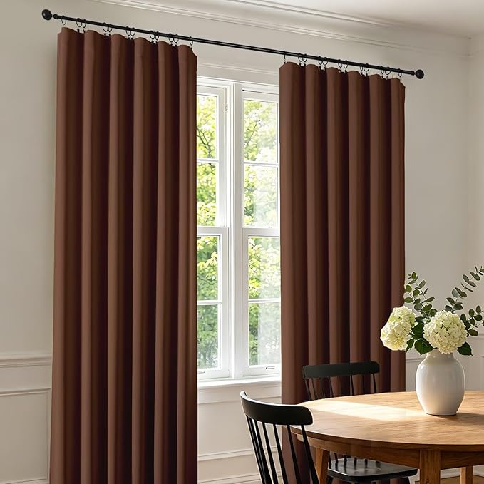 CUCRAF Brown Blackout Curtains 84 inch Length 2 Panels Set, Rod Pocket Room