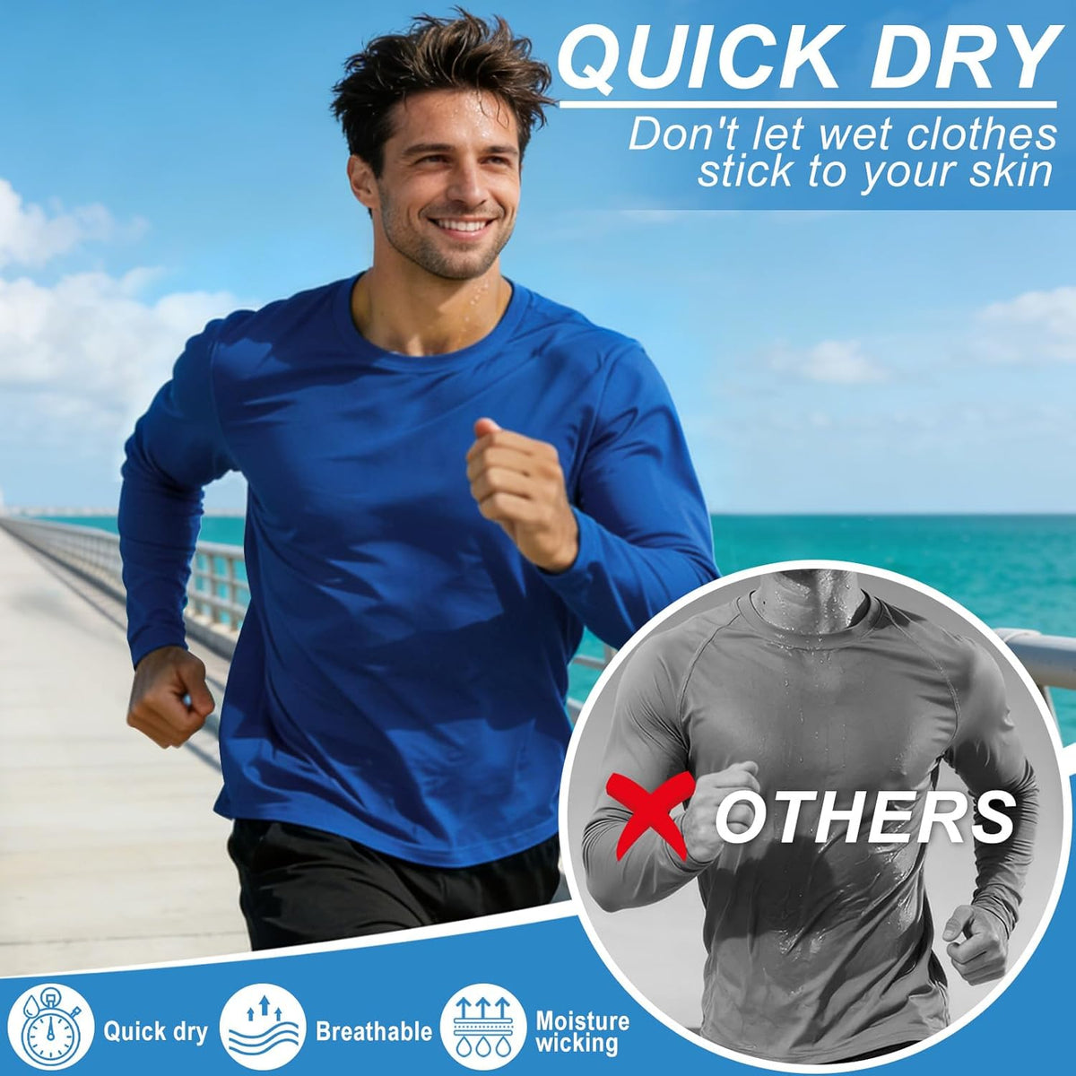 Skiennix Long Sleeve Rash Guard - Dri-Fit UPF 50+ Sun Protection T-Shirt for Men | Moisture-Wicking Workout Wear