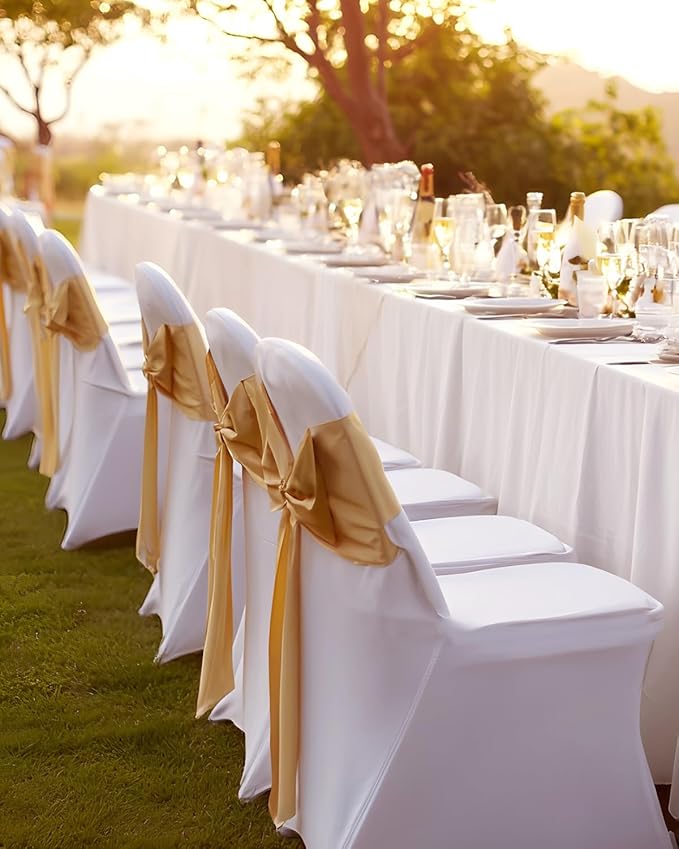 VEVOR 30 PCS White Folding Chair Covers - Ideal for Weddings, Parties, Dining, and Banquets - Universal, Washable Slipcovers for Folding Chairs - Elegant Event Décor