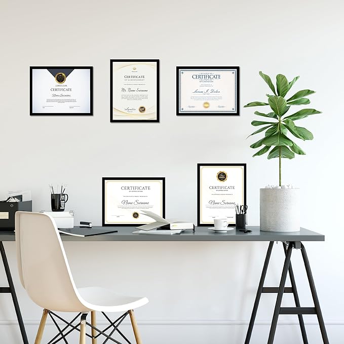18 Packs 8.5x11 Multi Picture Frames Set, Certificate Frame for Document Diploma Award, Light Weight Bulk 8.5 by 11 Frames For Wall Hanging and Table, Black