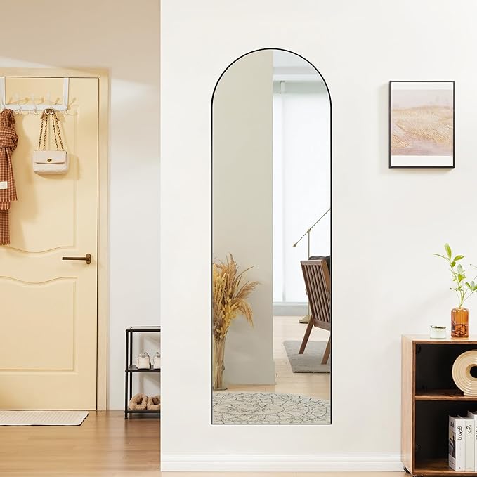 Sweetcrispy 59"x16" Arched Full Length Mirror, Leaning or Standing Full Body