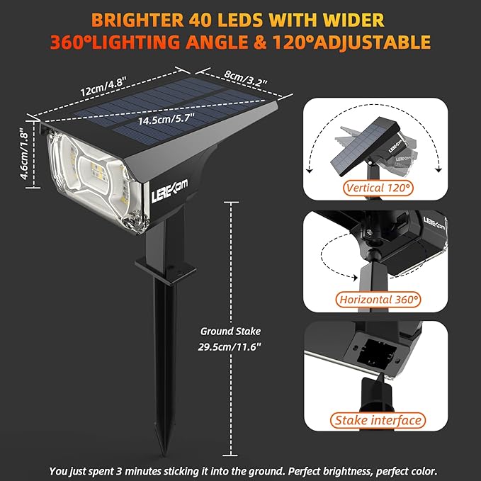 Color Solar Lights Outdoor Waterproof Spotlights with 9 Light Modes, Color Changing Outdoor Light for Decorate Festivals, Colored Solar Spot Lights Auto On/Off, RGBW 6 Pack