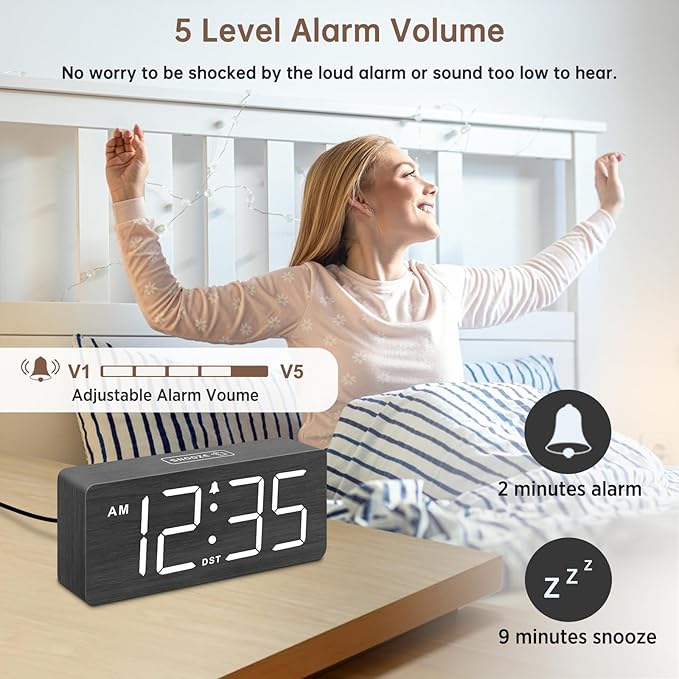 DreamSky Wooden Digital Alarm Clock